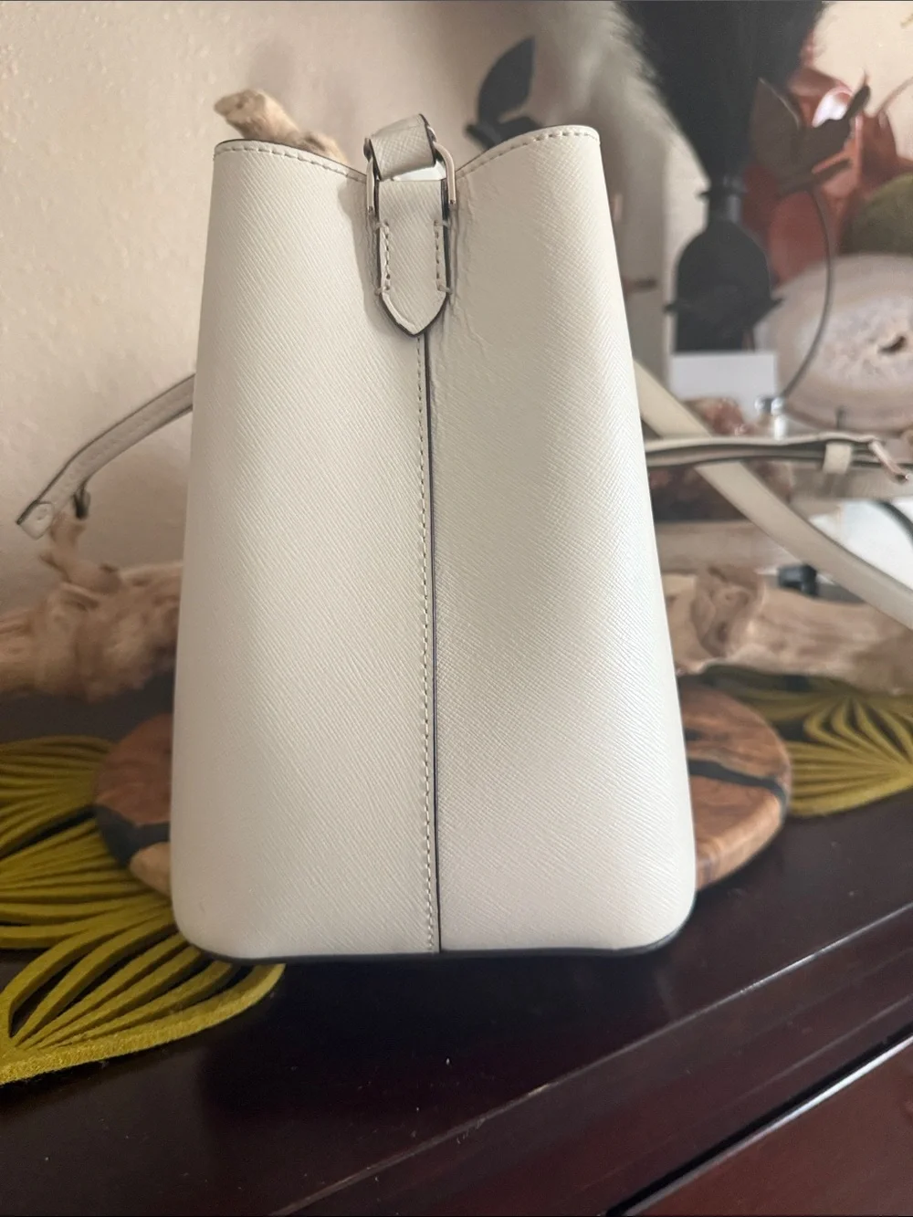 kate spade Cream Leather Drawstring Shoulder Bag